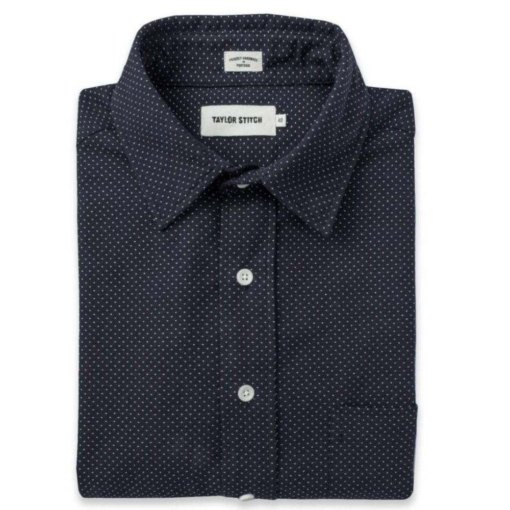 Taylor Stitch The California in White Jacquard Dot Large 42